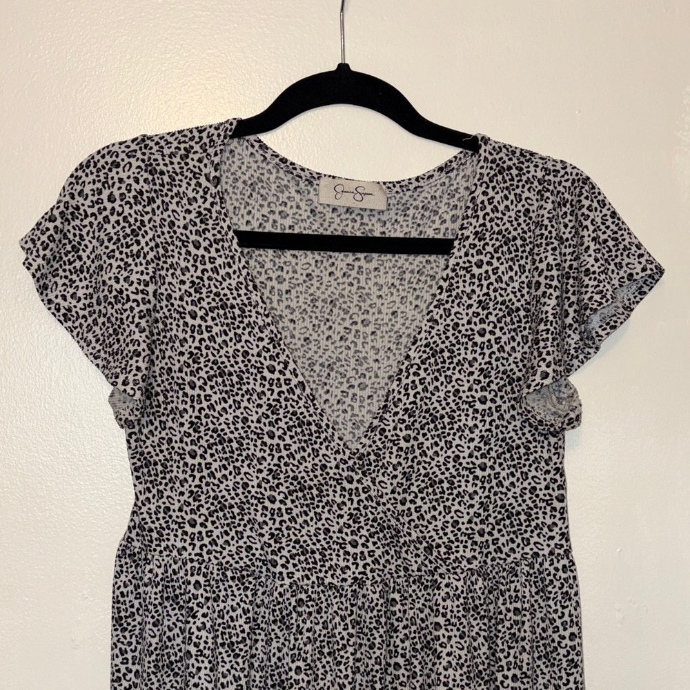 Jessica Simpson Black and White Leopard Print Mini Dress